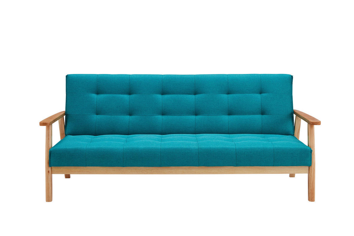SCHLAFSOFA in Struktur Naturfarben, Petrol  - Petrol/Naturfarben, MODERN, Holz/Textil (190/81/85cm) - Livetastic