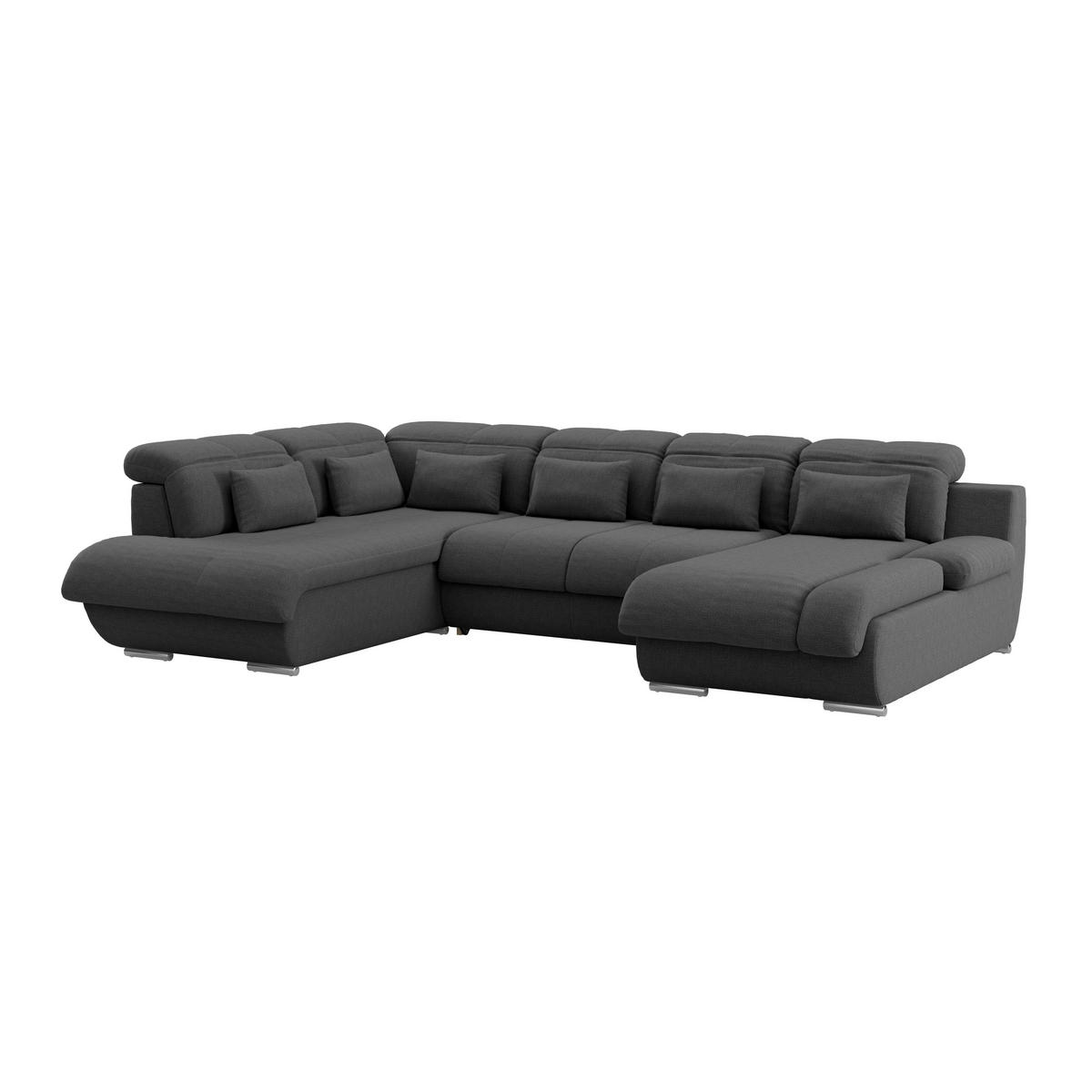 WOHNLANDSCHAFT MULTI Schwarz Chenille  - Chromfarben/Schwarz, MODERN, Textil/Metall (228/345/184cm) - Livetastic