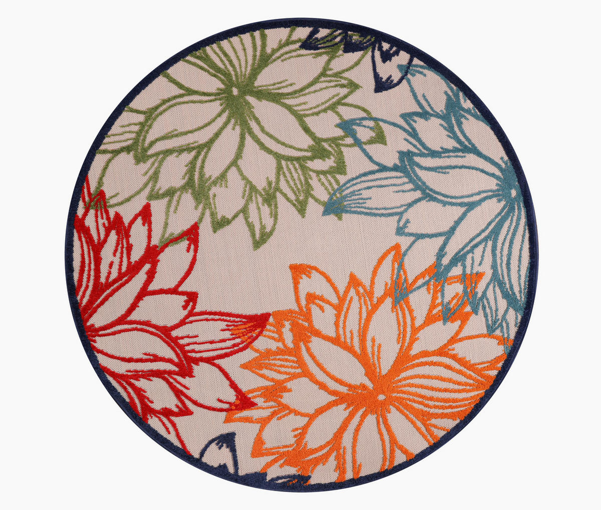TEPIH ZA UNUTAR./VANJ. UPORAB  150 cm  višebojno, bijela  Floral  - bijela/višebojno, Lifestyle, tekstil/plastika (150cm)
