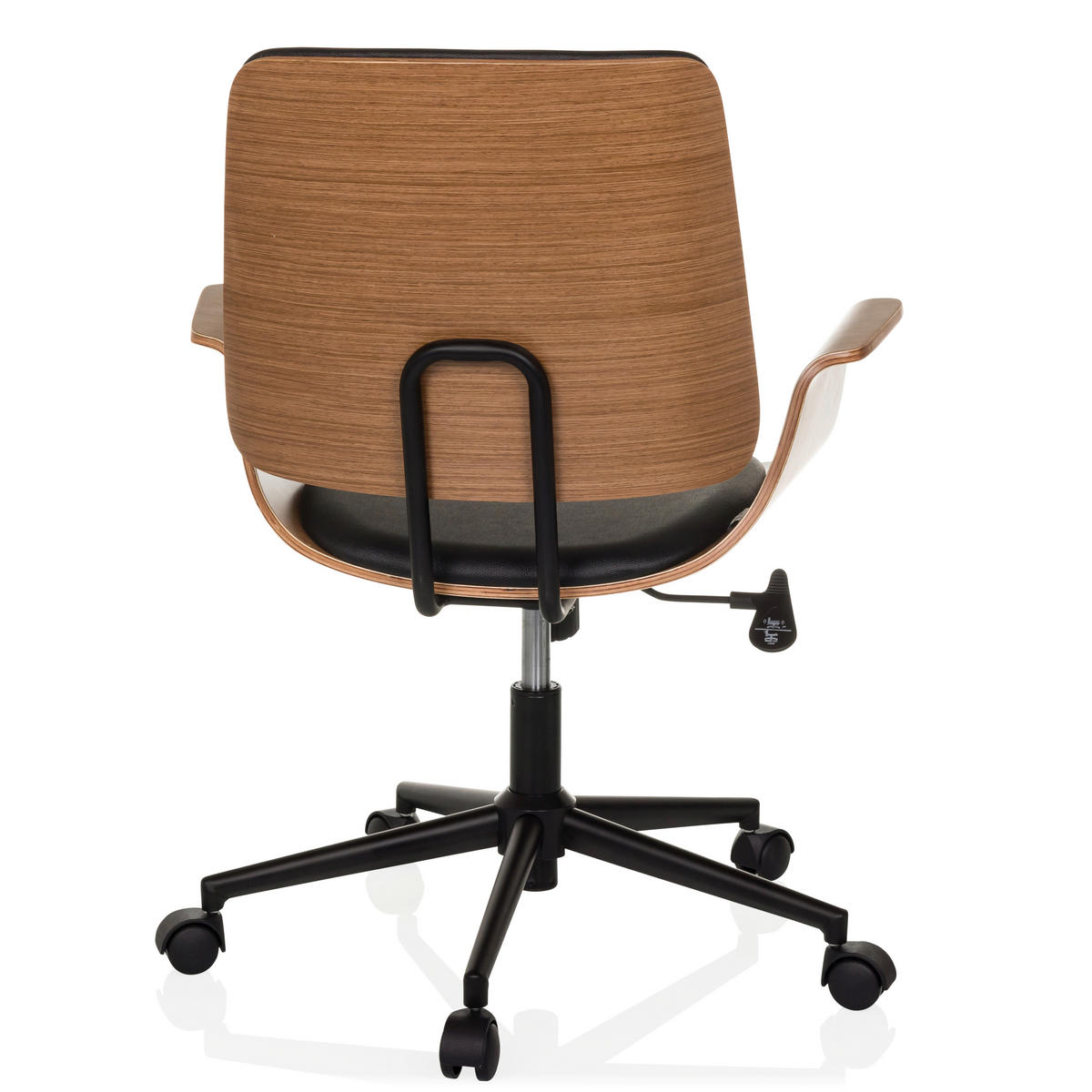 DREHSTUHL Schwarz  - Schwarz/Braun, MODERN, Leder/Holz (68/92/63,5cm) - MID.YOU