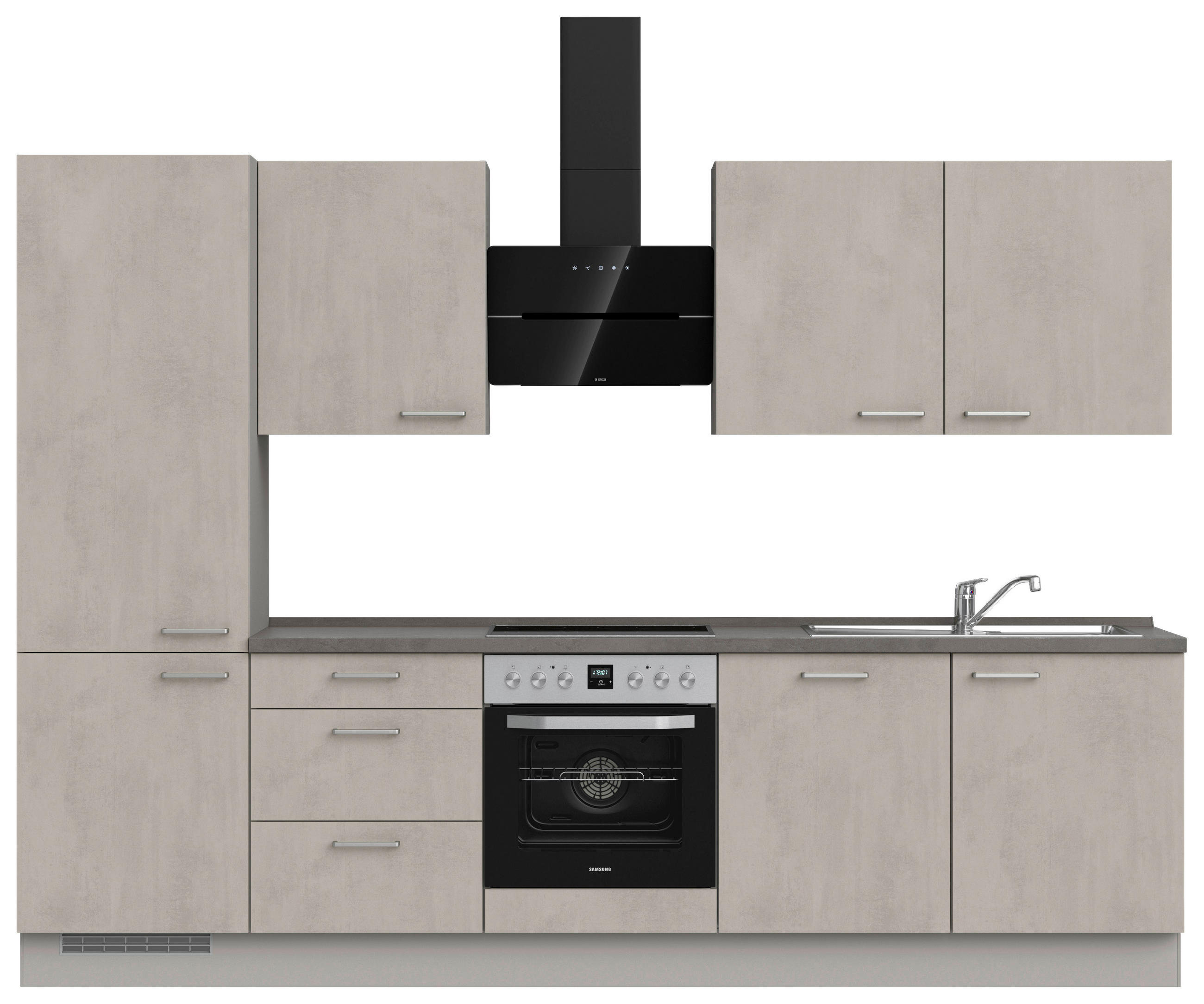 KÜCHENBLOCK 300 cm   in Grau, Schieferfarben  - Schieferfarben/Edelstahlfarben, MODERN, Holzwerkstoff/Metall (300cm) - Nobilia