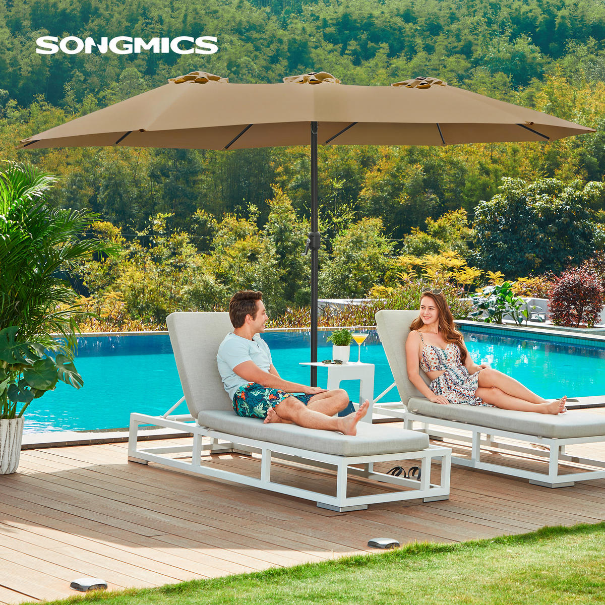 SONNENSCHIRM  460/270 cm  - Taupe/Schwarz, Basics, Textil/Metall (460/270cm) - Modante