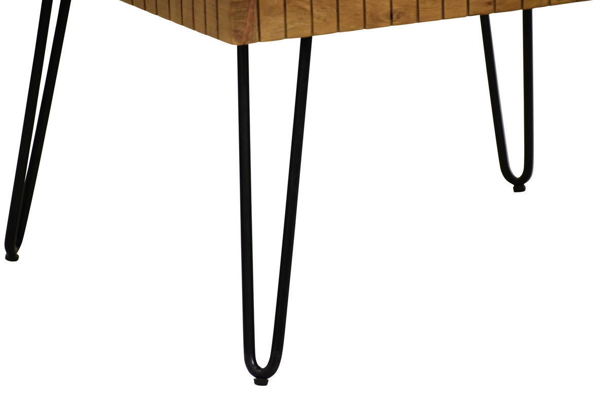 COUCHTISCH Akazie vollmassiv 70/70/45 cm quadratisch Schwarz, Akaziefarben  - Schwarz/Akaziefarben, Design, Holz/Metall (70/70/45cm) - Carryhome