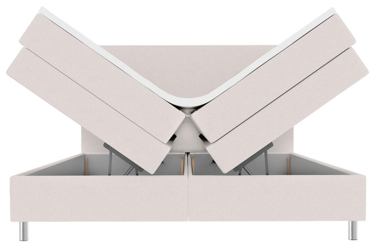 BOXSPRINGBETT 200/200 cm,  in Creme, Bettkasten, Topper, Matratzen, H3 = fest  - Chromfarben/Creme, KONVENTIONELL, Kunststoff/Textil (200/200cm) - Boxxx
