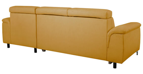 ECKSOFA in Flachgewebe Senfgelb  - Chromfarben/Senfgelb, KONVENTIONELL, Textil/Metall (268/175cm) - Carryhome