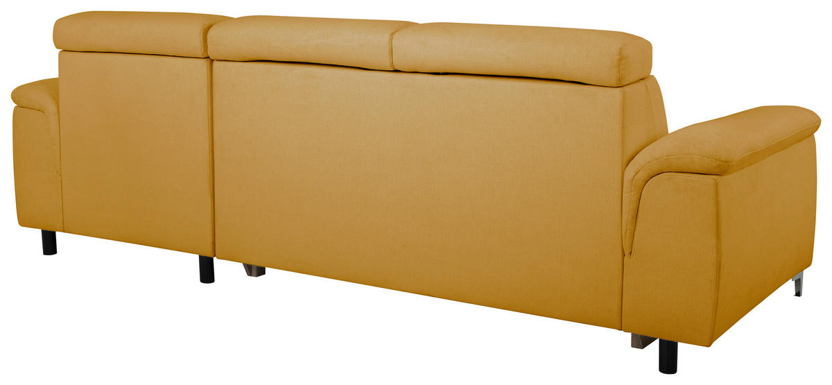 ECKSOFA in Flachgewebe Senfgelb  - Chromfarben/Senfgelb, Konventionell, Textil/Metall (268/175cm) - Carryhome