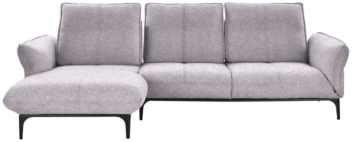 ECKSOFA in Webstoff Grau, Flieder  - Flieder/Schwarz, Natur, Textil (182/277cm) - Valnatura