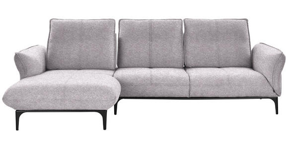 ECKSOFA in Webstoff Grau, Flieder  - Flieder/Schwarz, Natur, Textil (182/277cm) - Valnatura