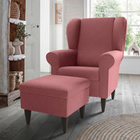 SESSELSET Struktur Rosa  - Wengefarben/Rosa, Konventionell, Holz/Textil (80/102/86cm) - Livetastic