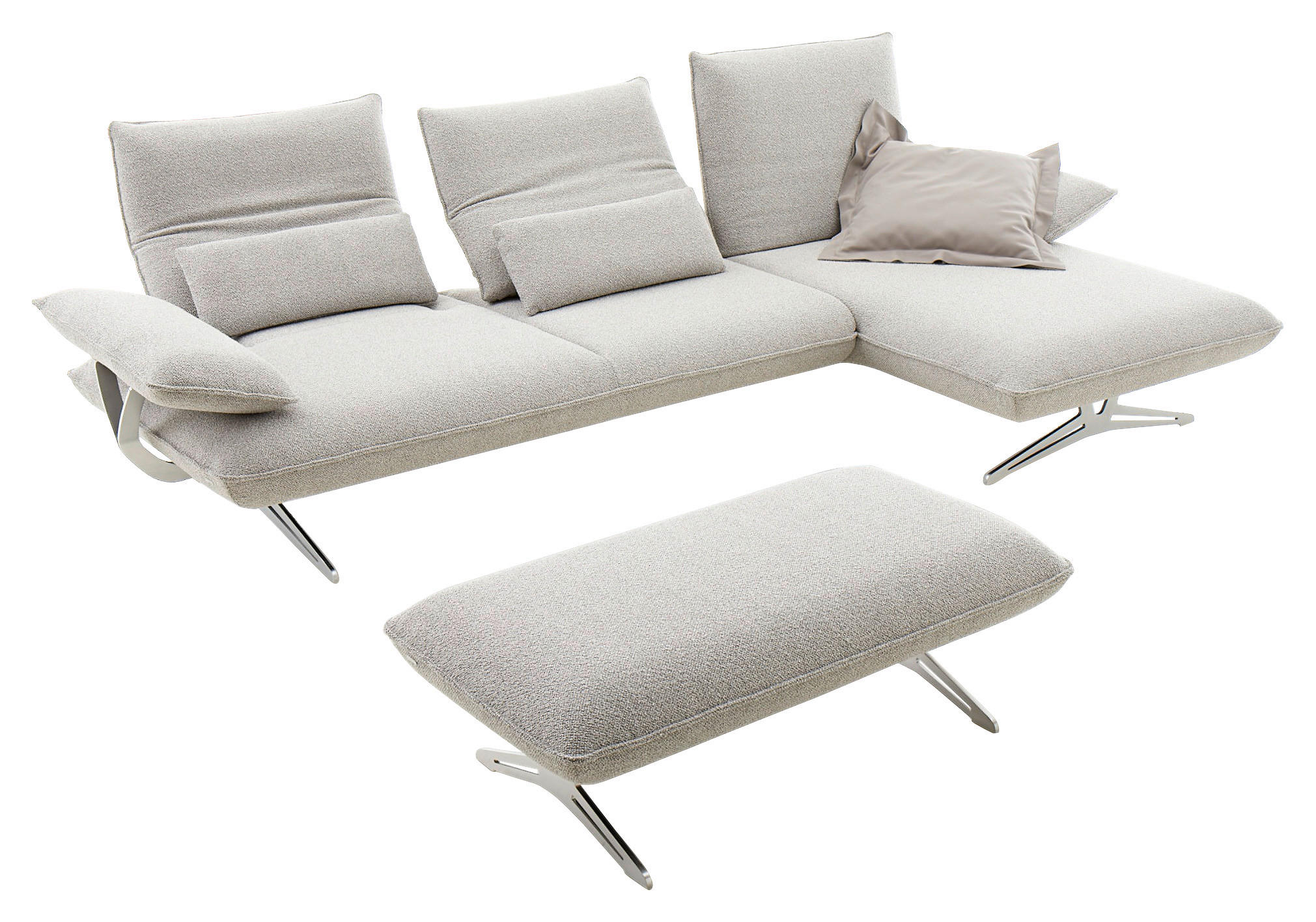 Thumbnail - Koinor Ecksofa, Grau, Textil, 3-Sitzer, L-Form, Ottomane rechts, 316x161 cm, Goldenes M, Dgm, Typenauswahl, Lederauswahl...