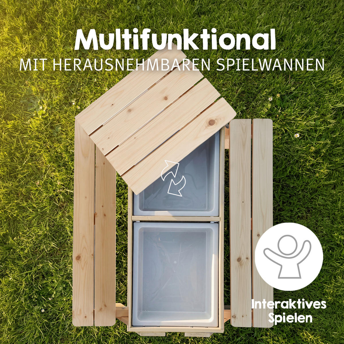 KINDERSPIELTISCH  - Naturfarben/Grau, Basics, Holz/Kunststoff (89/50/85,5cm) - Roba
