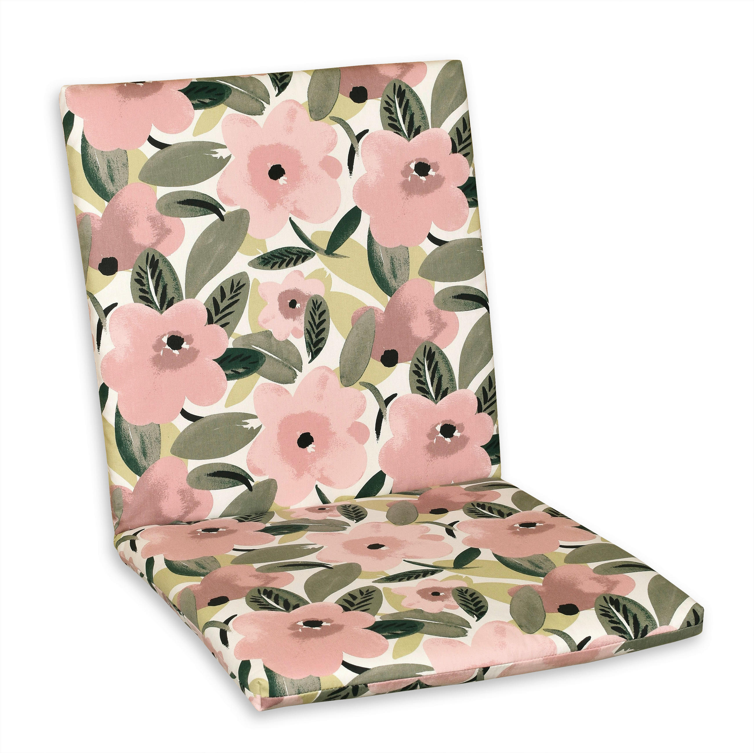 SESSELAUFLAGE Floral  - Dunkelgrün/Hellrosa, Basics, Textil (100/4/50cm)