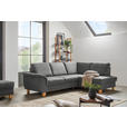 ECKSOFA in Flachgewebe Hellgrau  - Eichefarben/Hellgrau, Design, Holz/Textil (253/185cm) - Cantus