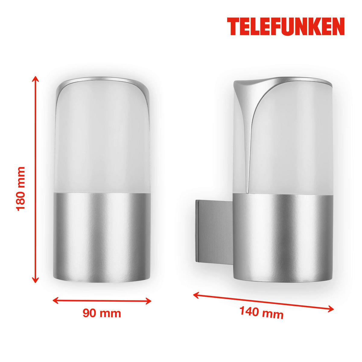 ZUNANJA STENSKA SVETILKA     18/14/9 cm          - srebrne barve, Basics, kovina/umetna masa (18/14/9cm)