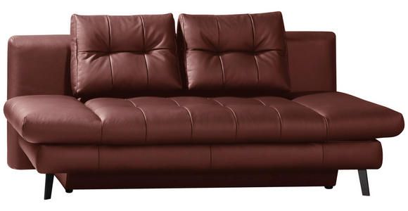 SCHLAFSOFA in Echtleder Bordeaux  - Bordeaux/Schwarz, Design, Leder/Metall (209/94/94cm) - Novel