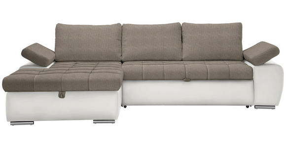 ECKSOFA in Flachgewebe Weiß, Hellbraun  - Hellbraun/Weiß, Design, Kunststoff/Textil (175/271cm) - Xora