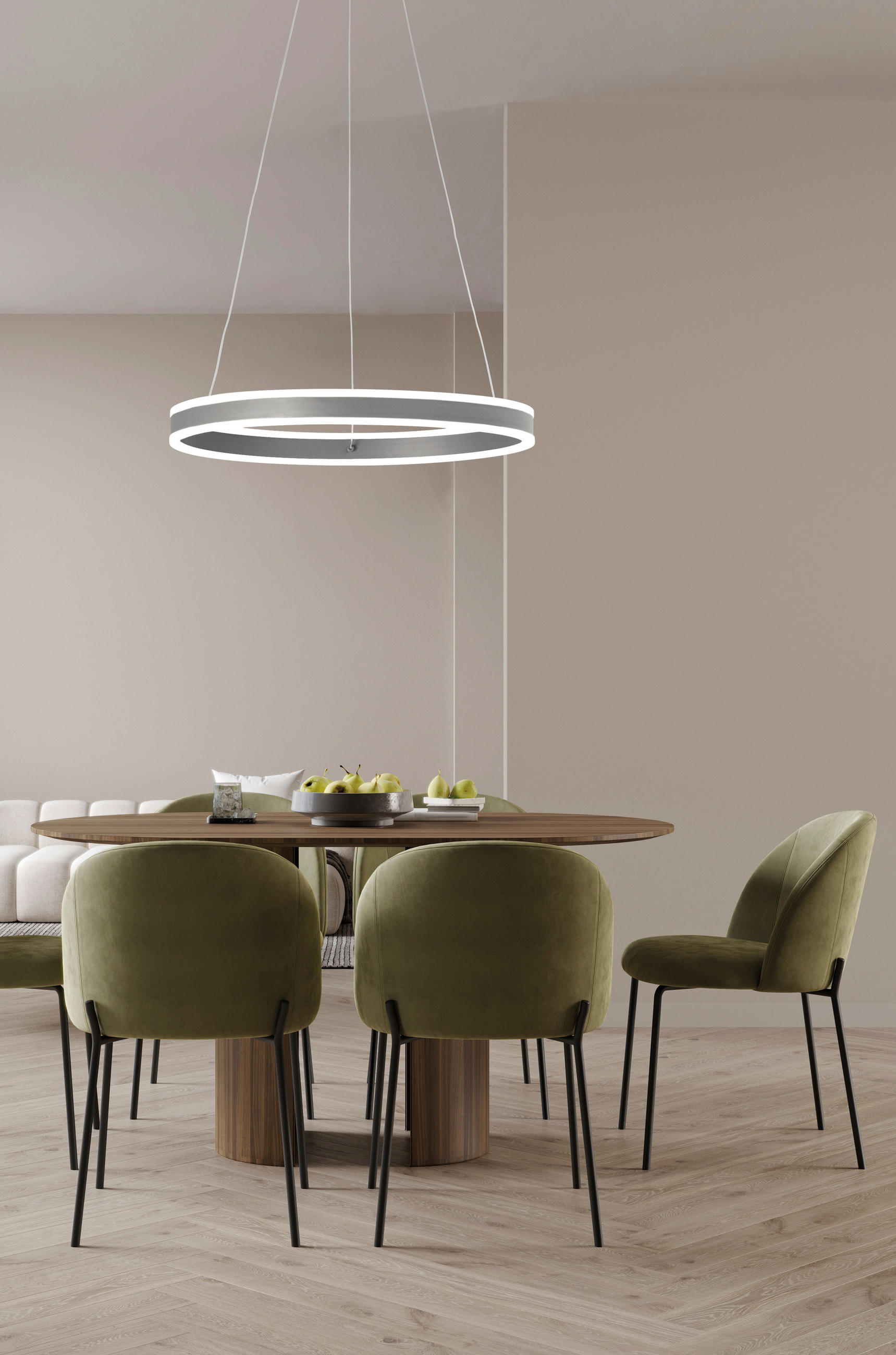 LED-HÄNGELEUCHTE Silvio 50/70-180 cm   - Grau, Design, Metall (50/70-180cm) - Fischer & Honsel