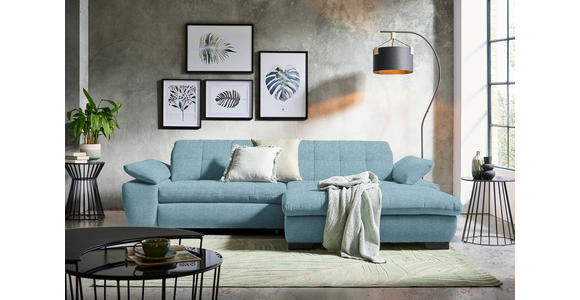 ECKSOFA in Webstoff Hellblau  - Schwarz/Hellblau, Design, Textil/Metall (265/180cm) - Carryhome