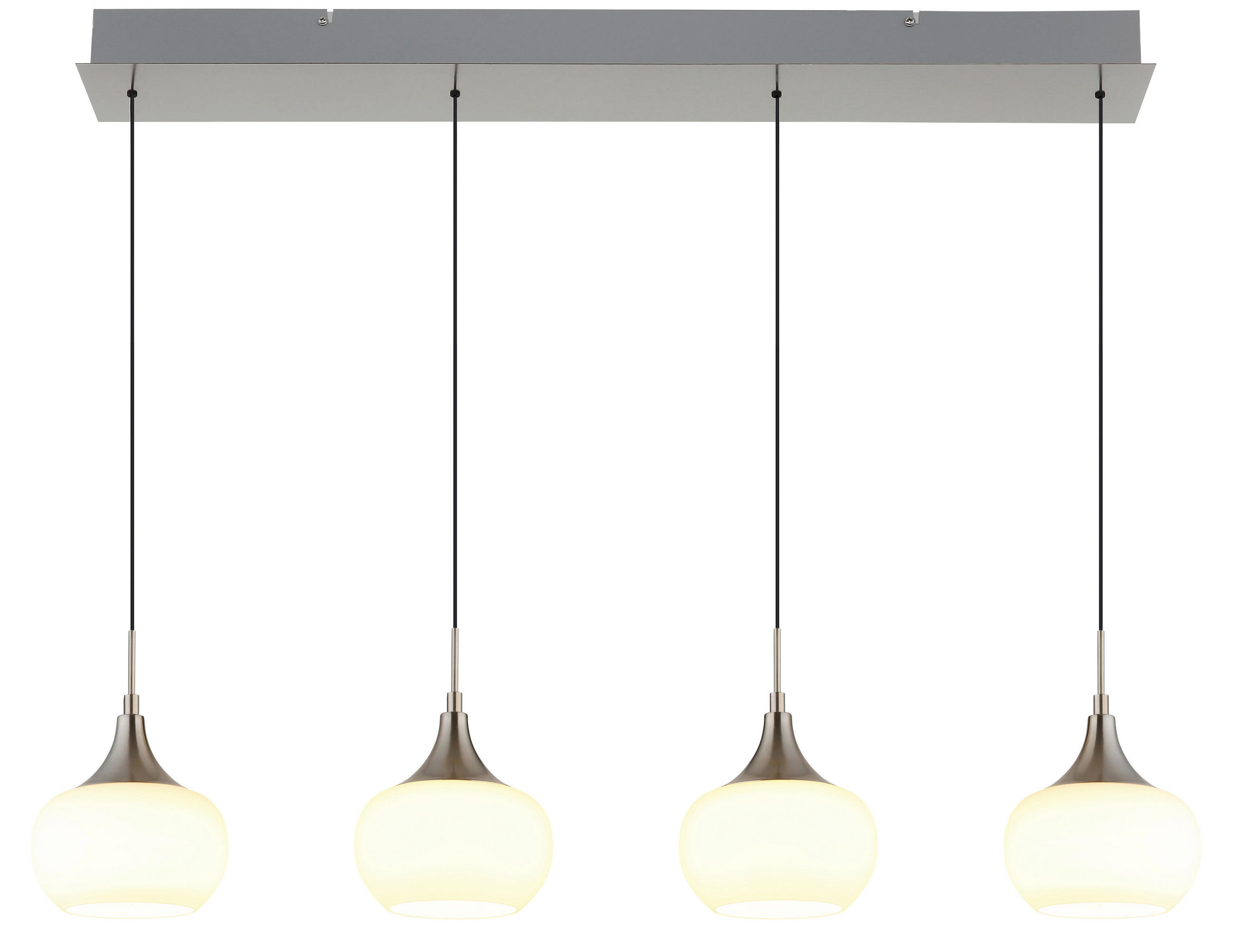 HÄNGELEUCHTE Lui 90/15/150 cm   - Opal/Schwarz, Design, Glas/Kunststoff (90/15/150cm) - Globo
