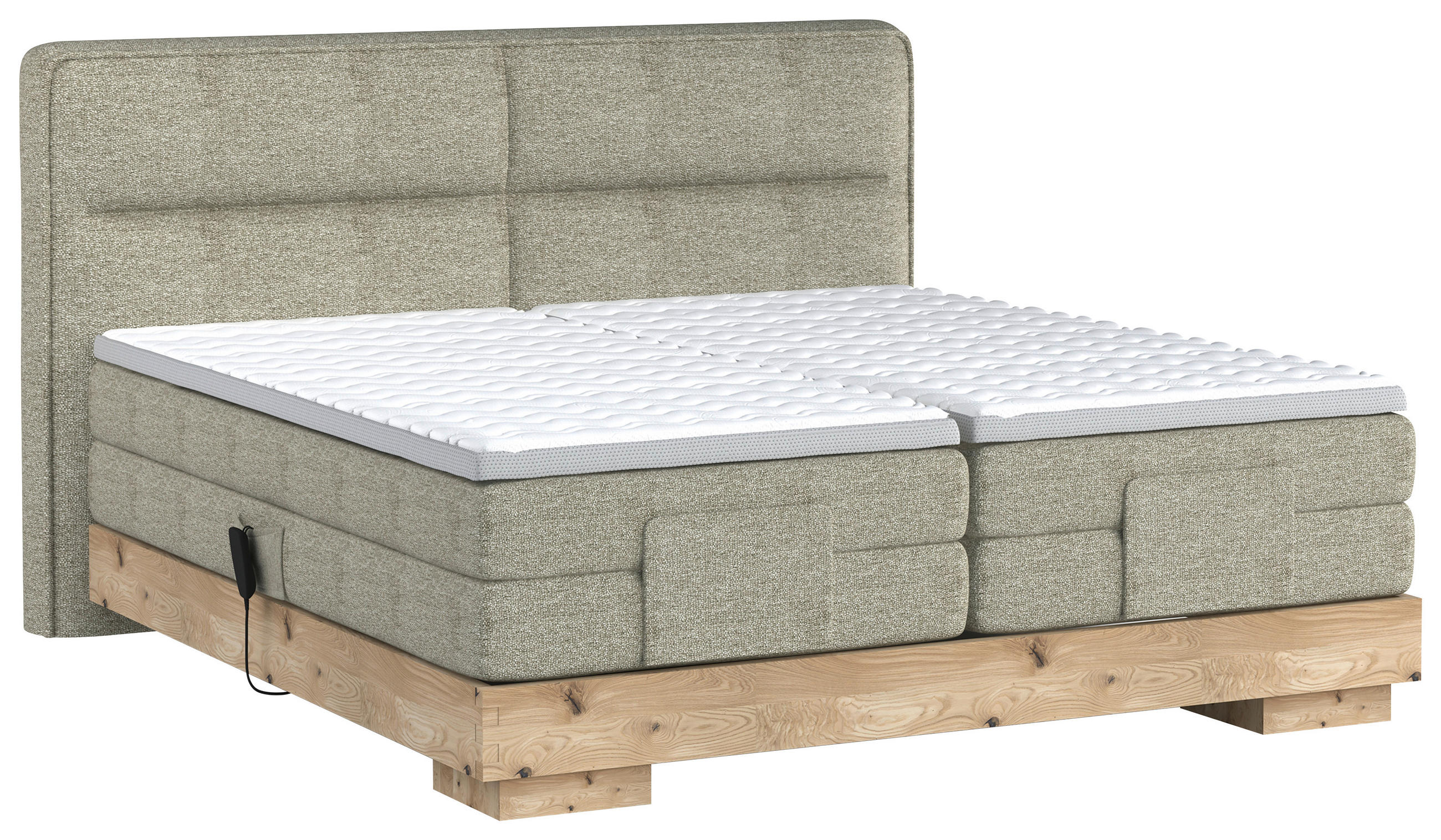 BOXSPRINGBETT 180/200 cm  in Eichefarben, Olivgrün  - Eichefarben/Olivgrün, Natur, Holz/Textil (180/200cm) - Valnatura