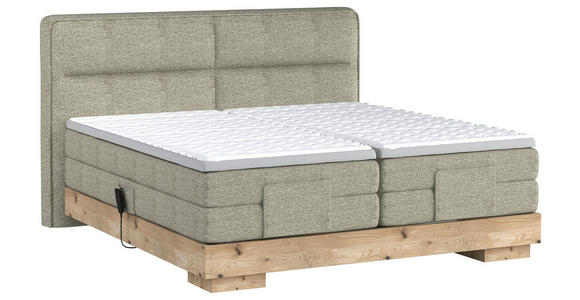 BOXSPRINGBETT 180/200 cm  in Eichefarben, Olivgrün  - Eichefarben/Olivgrün, Natur, Holz/Textil (180/200cm) - Valnatura