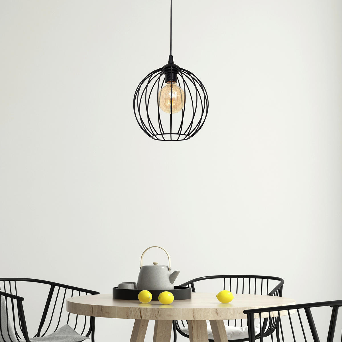 HÄNGELEUCHTE MERCURE 23/23/93 cm   - Schwarz, KONVENTIONELL, Metall (23/23/93cm)