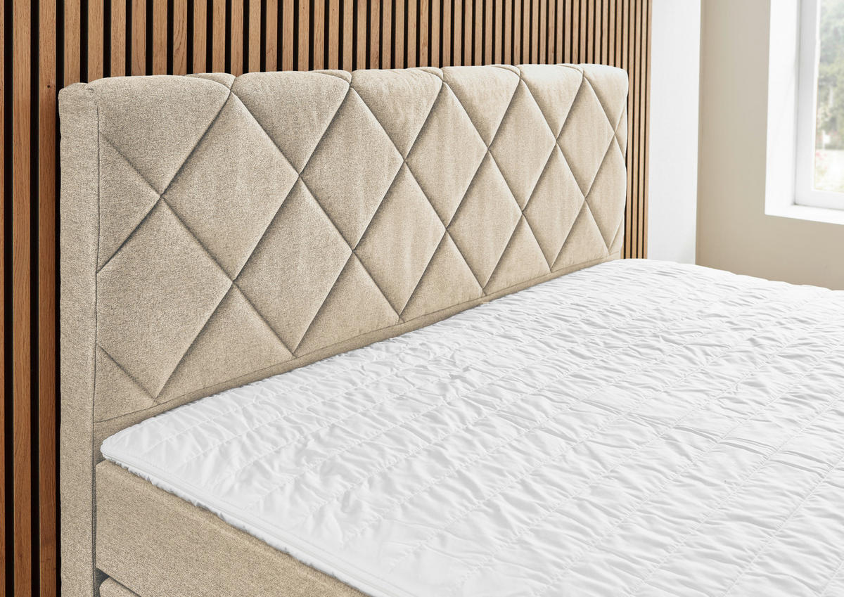 BOXSPRINGBETT 140/200 cm  in Creme  - Creme/Schwarz, KONVENTIONELL, Kunststoff/Textil (140/200cm) - Boxxx