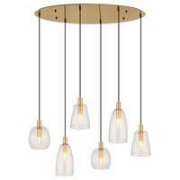 LAMPĂ SUSPENDATĂ 97/32,5/130 cm  - străveziu/alămiu, Konventionell, sticlă/metal (97/32,5/130cm) - Globo