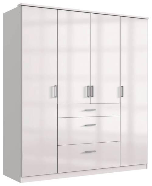 KLEIDERSCHRANK in Weiss, Weiss Hochglanz  - Weiss Hochglanz/Chromfarben, Basics, Holzwerkstoff (179/199/58cm) - MID.YOU
