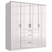 GARDEROB 179/199/58 cm 4-dörrar - vit/kromfärg, Basics, trämaterial (179/199/58cm) - MID.YOU