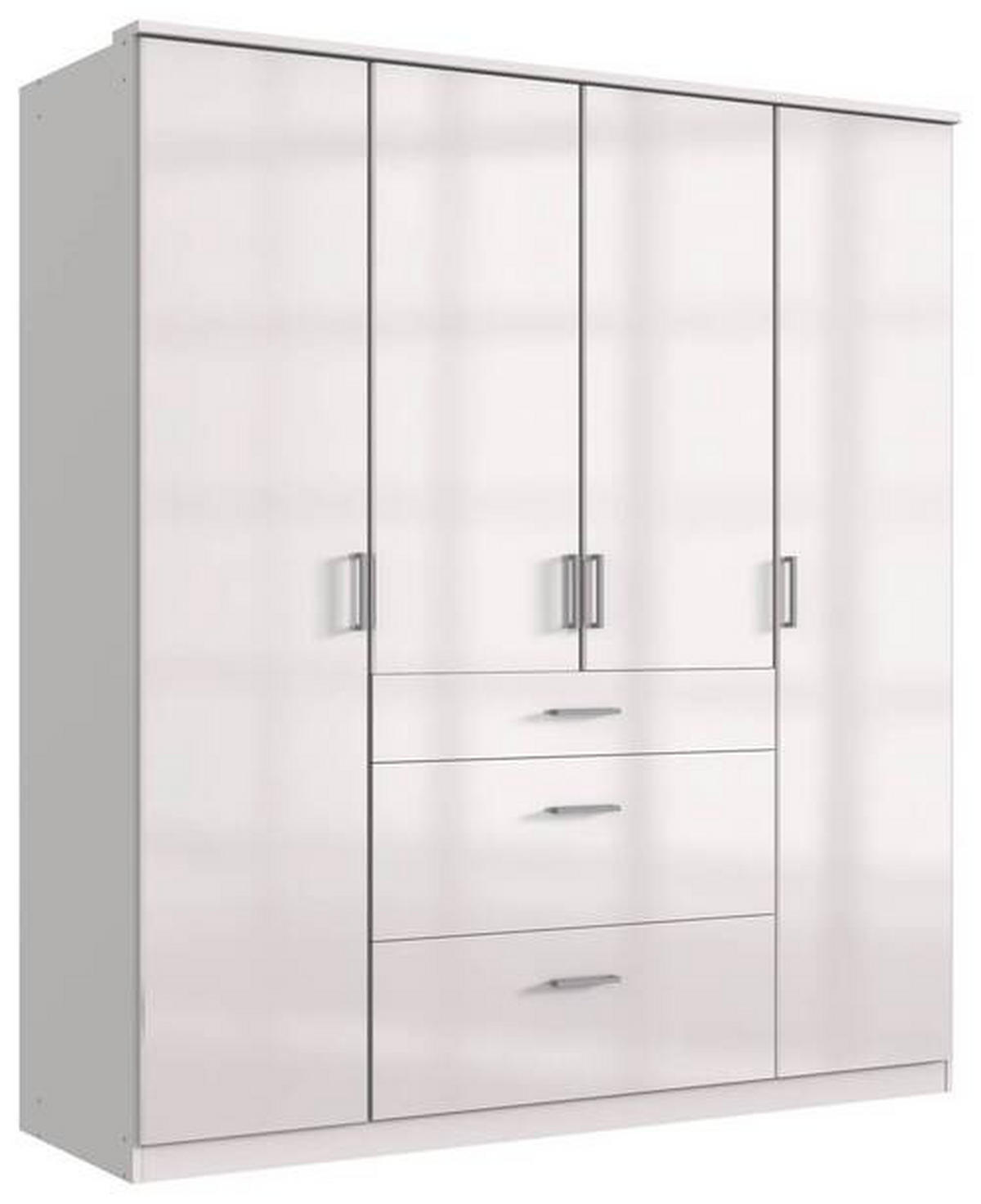 GARDEROB 179/199/58 cm 4-dörrar - vit/kromfärg, Basics, trämaterial (179/199/58cm) - MID.YOU