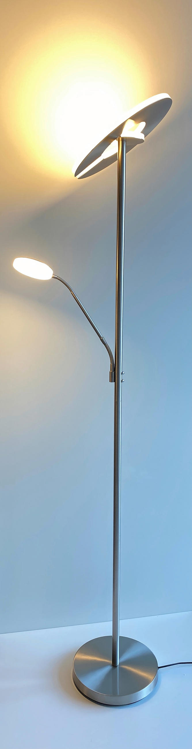LED-STEHLEUCHTE - Weiss/Nickelfarben, Design, Metall (35/180cm) - Fischer & Honsel