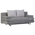 SCHLAFSOFA  in Webstoff Grau, Hellgrau  - Chromfarben/Hellgrau, Design, Kunststoff/Textil (196/74/90cm) - Carryhome
