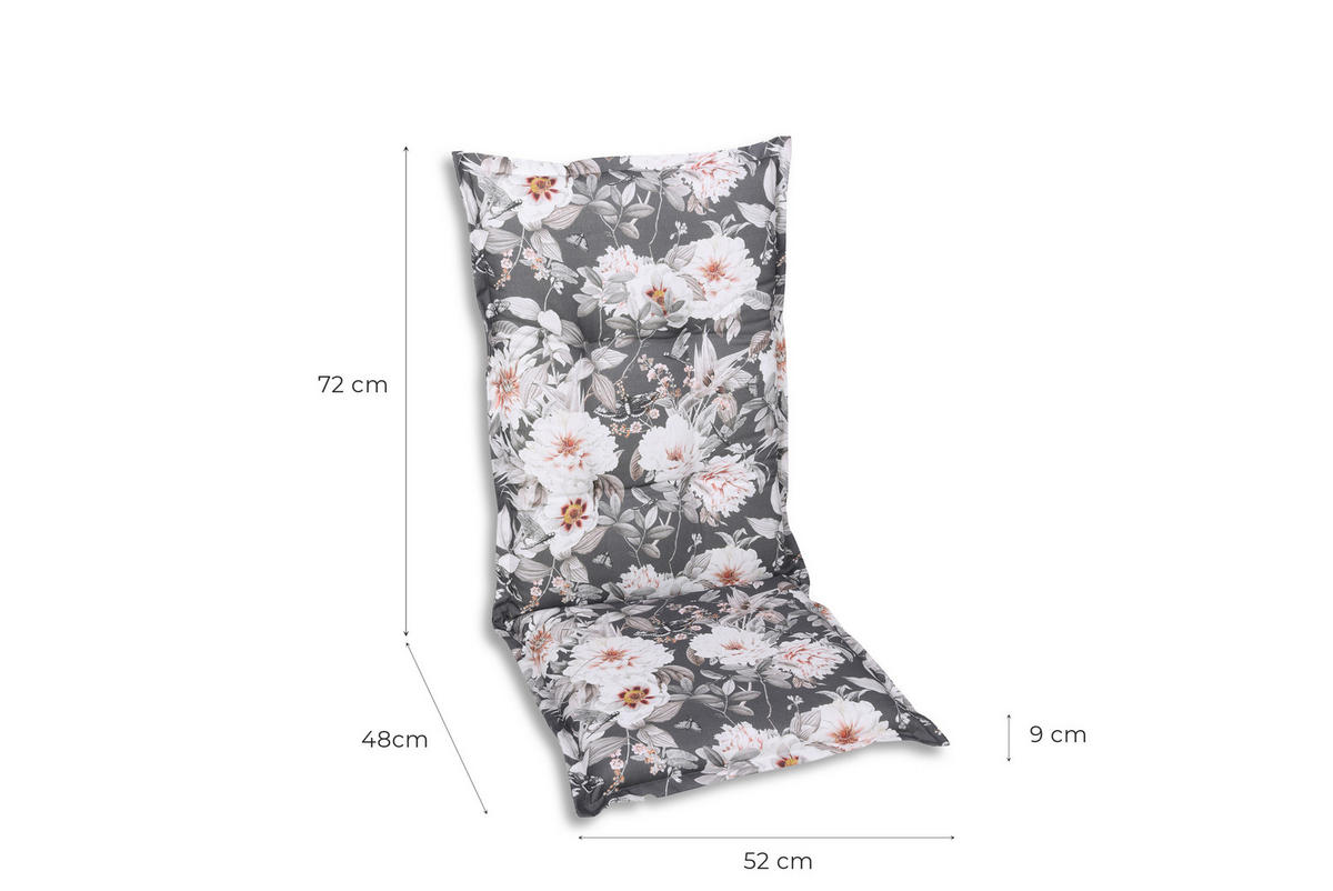 SESSELAUFLAGENSET Blume  - Anthrazit/Weiß, Basics, Textil (50/9/120cm)