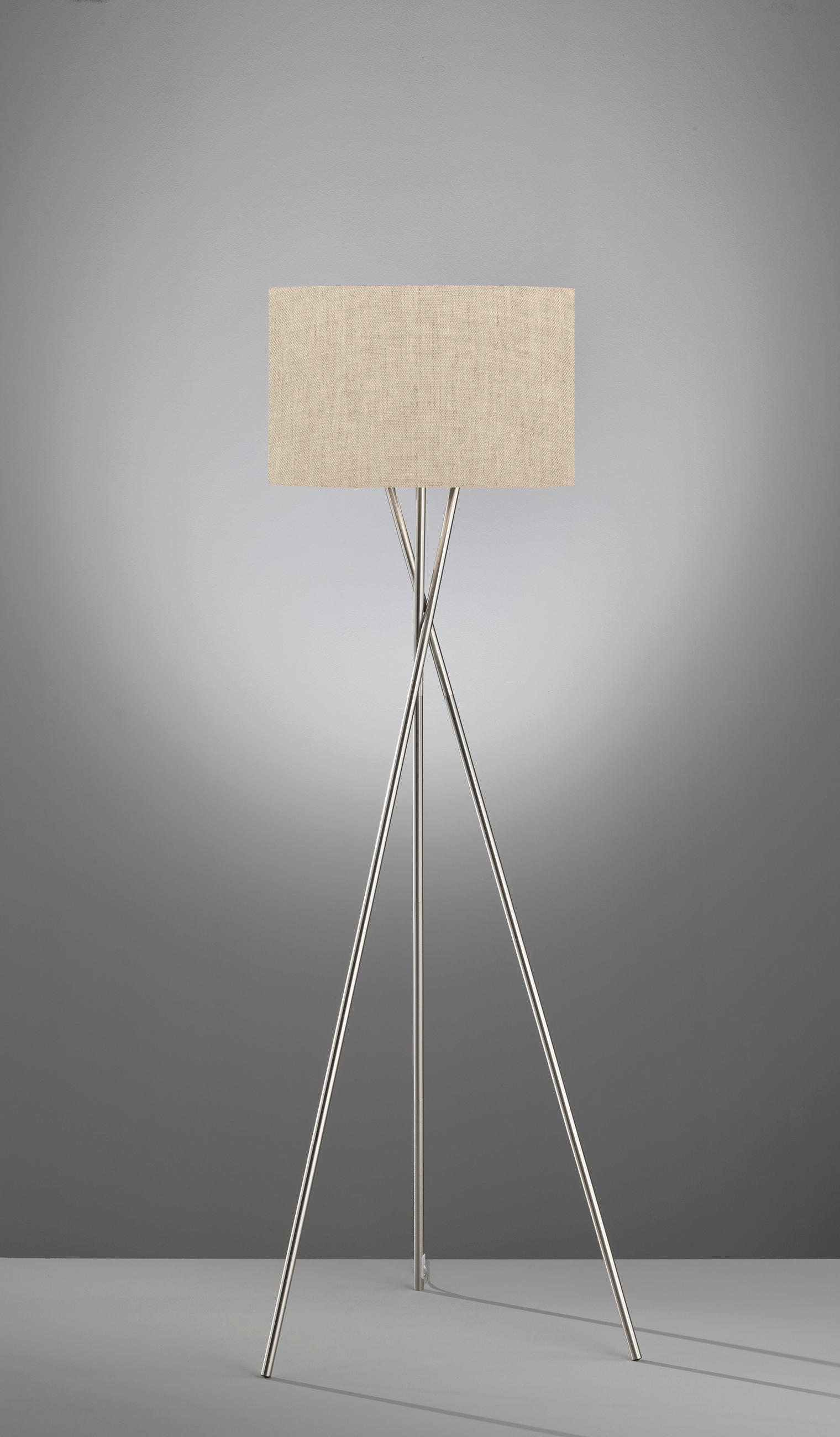 STEHLEUCHTE 68/160 cm    - Sandfarben/Nickelfarben, Design, Textil/Metall (68/160cm) - Fischer & Honsel