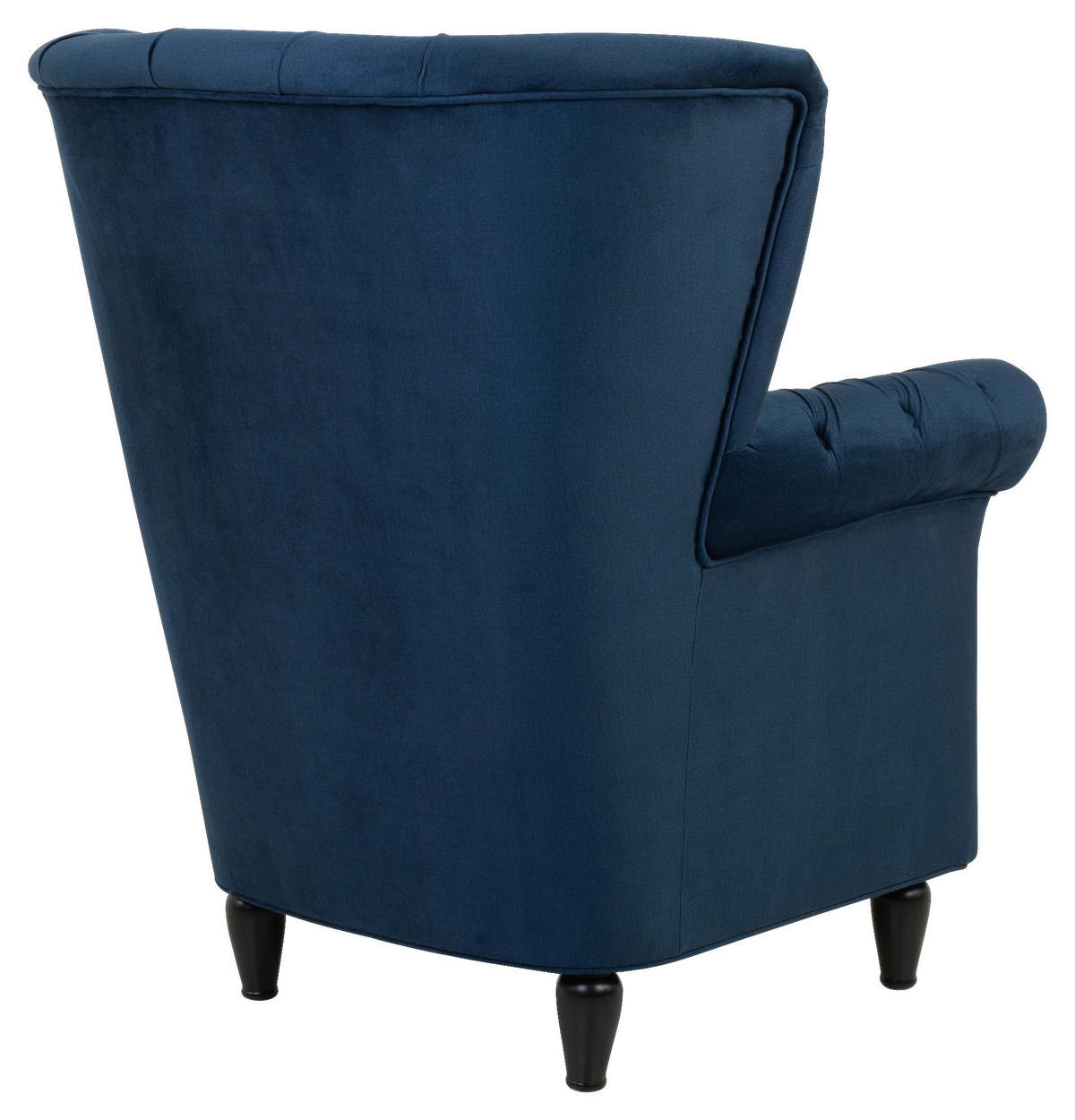 OHRENSESSEL in Velours Dunkelblau  - Schwarz/Dunkelblau, Design, Holz/Textil (96/112/86cm) - MID.YOU