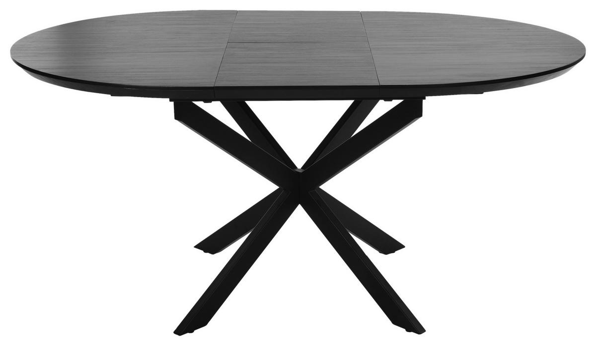 AUSZIEHTISCH Schwarz oval  ausziehbar  - Schwarz, Design, Holzwerkstoff/Metall (120-160/110/76cm) - MID.YOU