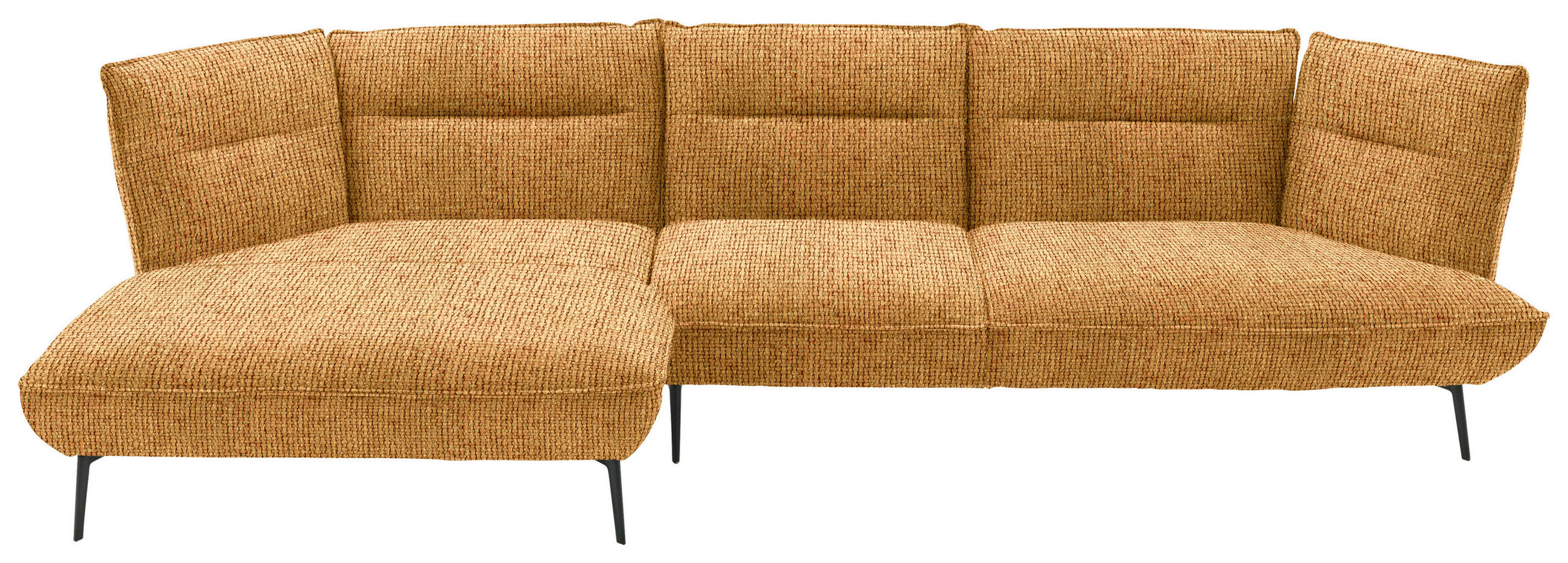 ECKSOFA in Flachgewebe Currygelb  - Currygelb/Schwarz, Design, Textil/Metall (153/339cm) - Moderano