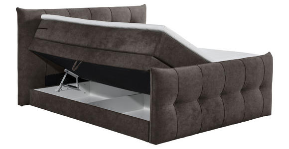 BOXSPRINGBETT 180/200 cm,  in Braun, Grau, Matratze, Bettkasten, Topper, H3 = fest, H4 = sehr fest, Wendematratze mit unterschiedlichen Härtegraden  - Schwarz/Braun, KONVENTIONELL, Kunststoff/Textil (180/200cm) - Esposa