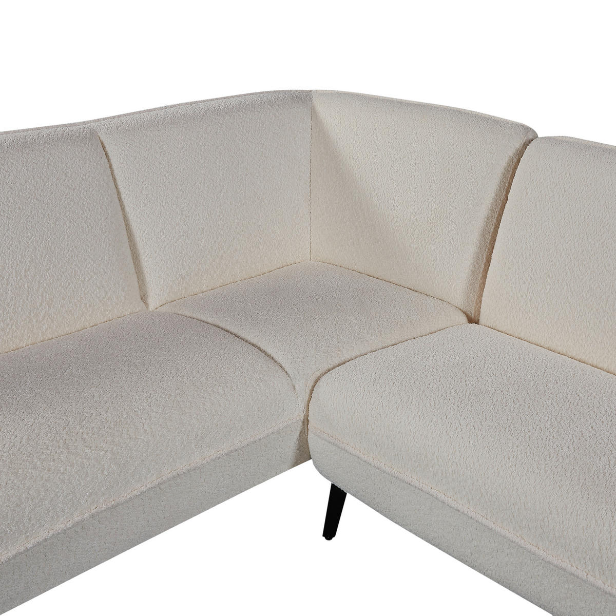ECKSOFA Creme Bouclé  - Creme/Schwarz, MODERN, Textil/Metall (175/200cm) - MID.YOU
