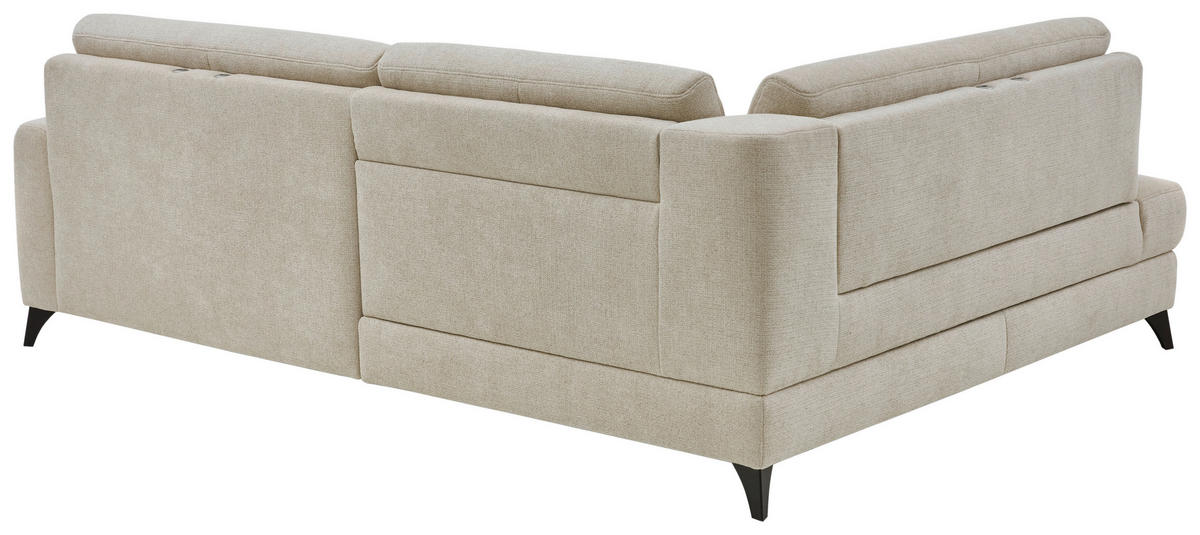 ECKSOFA Beige Chenille  - Beige/Schwarz, Design, Textil/Metall (182/239cm) - Valnatura