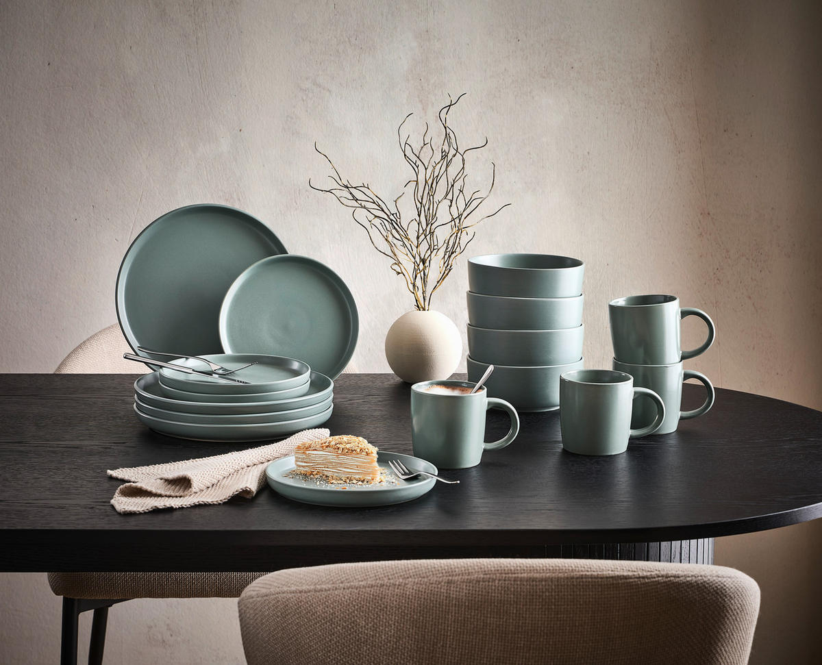 SERVICIU DE MASĂ COMPLET 16 piese  - verde, Trend, ceramică - Novel