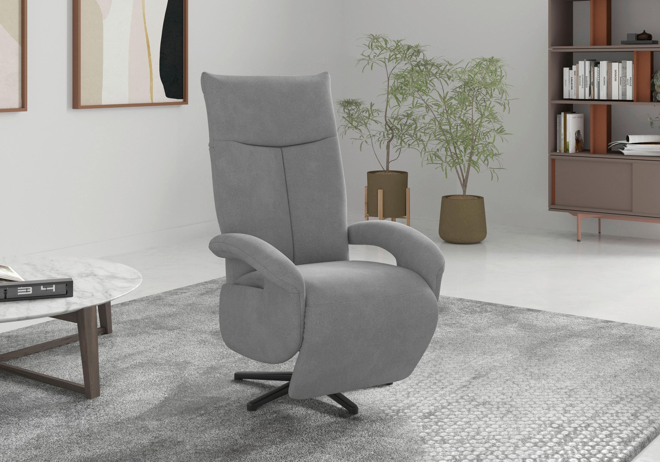SESSEL in Flachgewebe Grau - Schwarz/Grau, Modern, Textil/Metall (74/112/82cm) - Sit & More