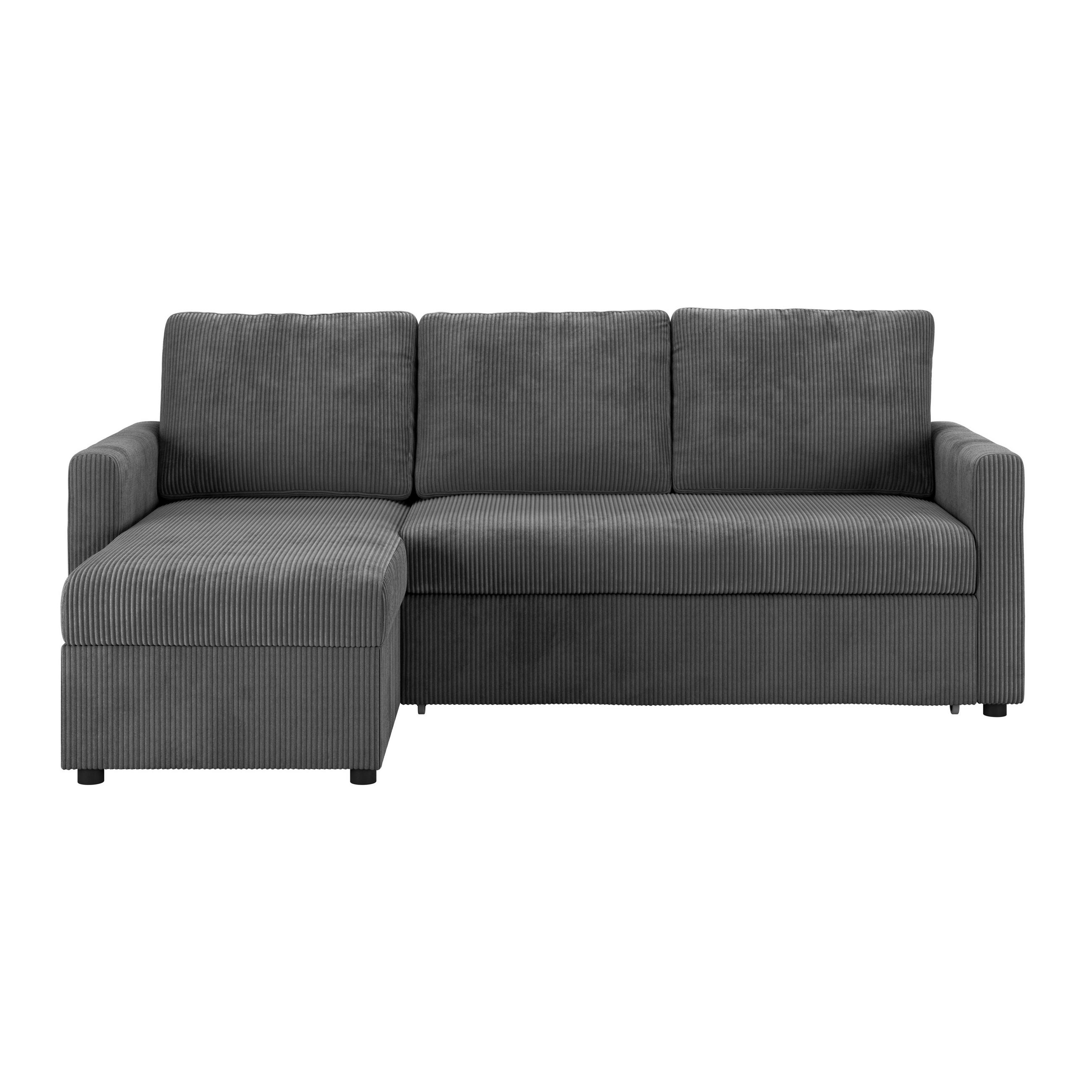 ECKSOFA Anthrazit  - Anthrazit/Schwarz, Basics, Holz/Kunststoff (215/145cm) - MID.YOU