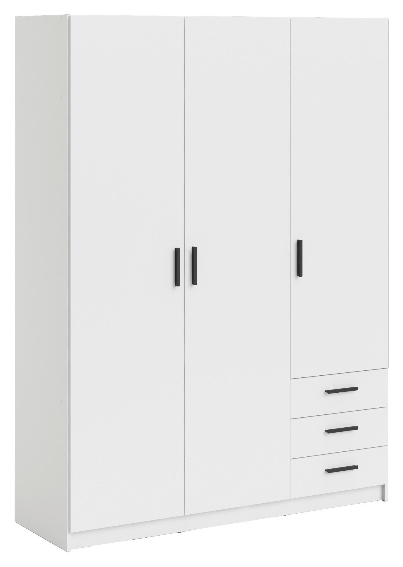 KLEIDERSCHRANK Weiss  - Weiss/Schwarz, Basics, Holzwerkstoff/Metall (147/200,4/49,8cm) - MID.YOU