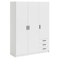 KLEIDERSCHRANK 147/200,4/49,8 cm,  in Weiß, 3-türig  - Schwarz/Weiß, Basics, Holzwerkstoff/Metall (147/200,4/49,8cm) - MID.YOU