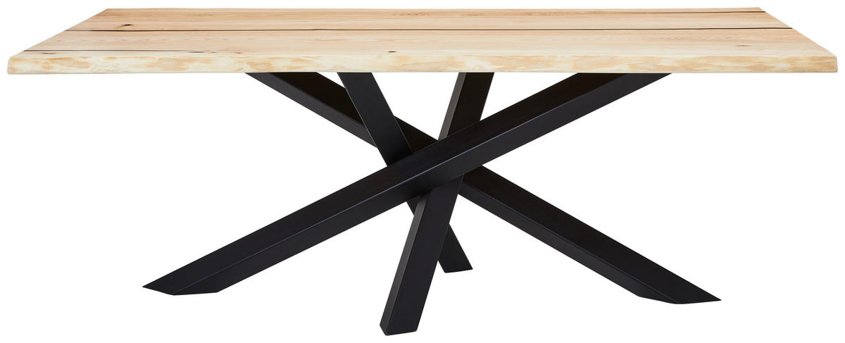 ESSTISCH in Holz, Metall 200/100/75 cm  - Eschefarben/Schwarz, LIFESTYLE, Holz/Metall (200/100/75cm) - Linea Natura