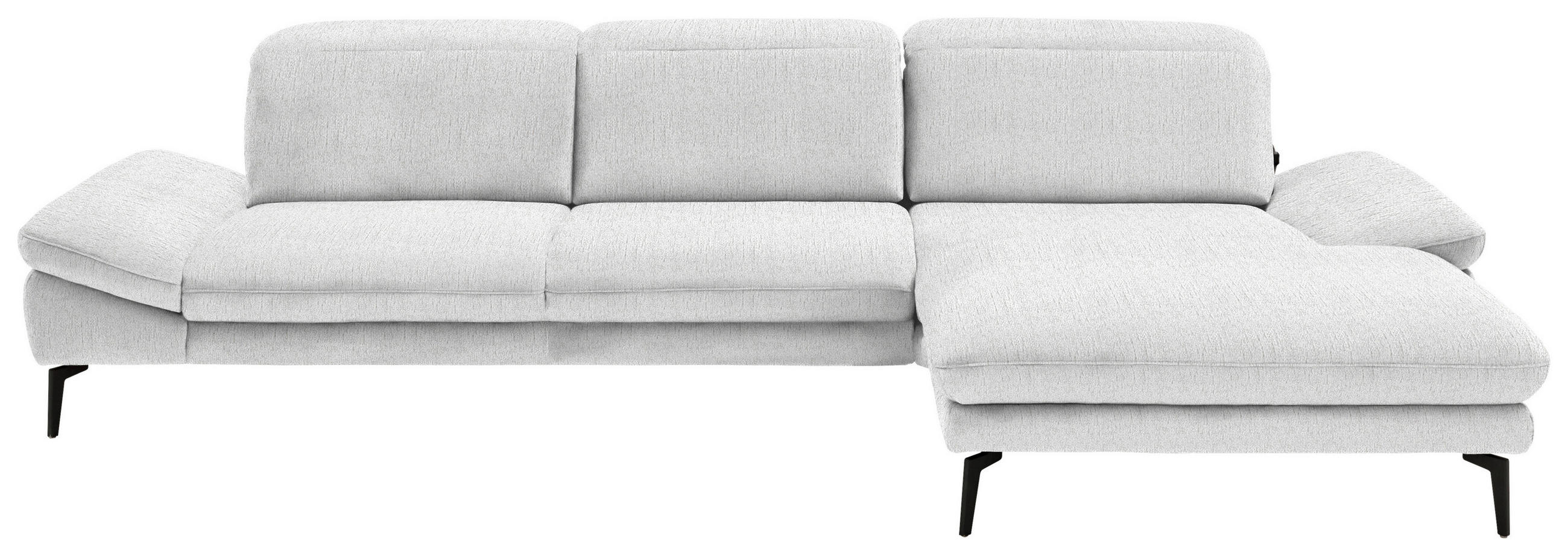 ECKSOFA in Chenille Weiss  - Weiss/Schwarz, Design, Textil/Metall (319/188cm) - Beldomo System