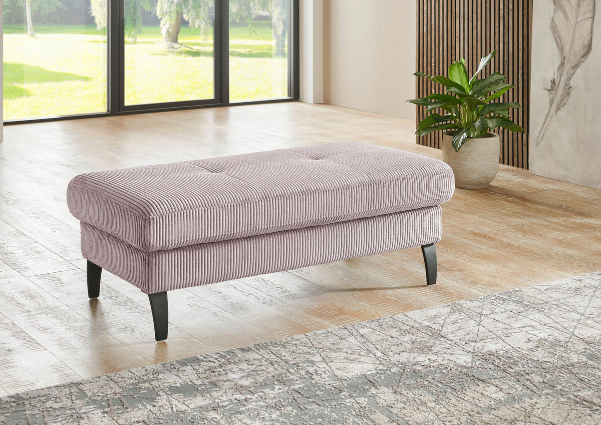 HOCKER in Textil Altrosa  - Schwarz/Altrosa, Modern, Textil/Metall (130/45/67cm) - Beldomo Style