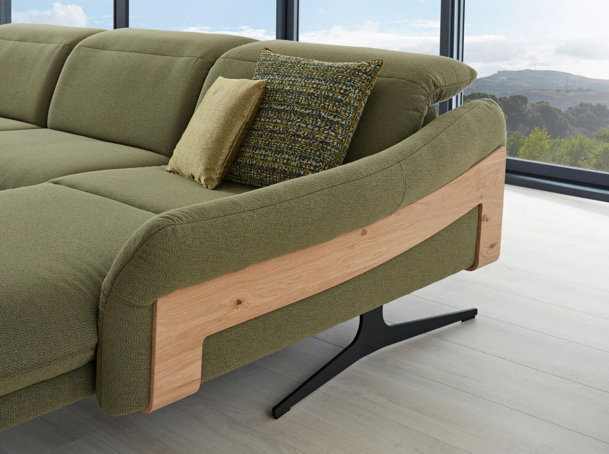 ECKSOFA in Webstoff Olivgrün  - Anthrazit/Olivgrün, Design, Holz/Textil (314/179cm) - Himolla